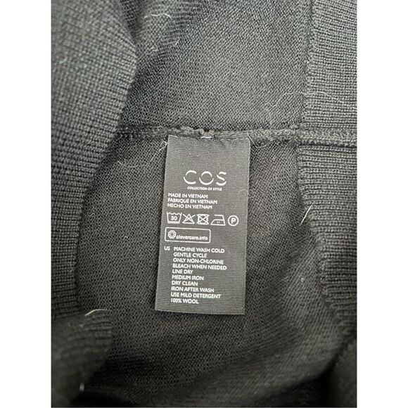 Cos Cardigan Sweater‎ Women XS Oversized Black 100% Wool Button Up V-Neck - Picture 4 of 6
